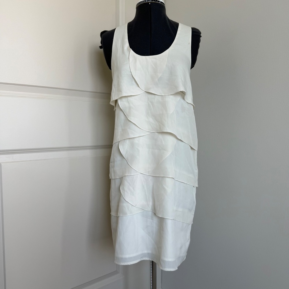 Vintage Y2K Cream Boho Chic Fishtail Layered Shift Dress